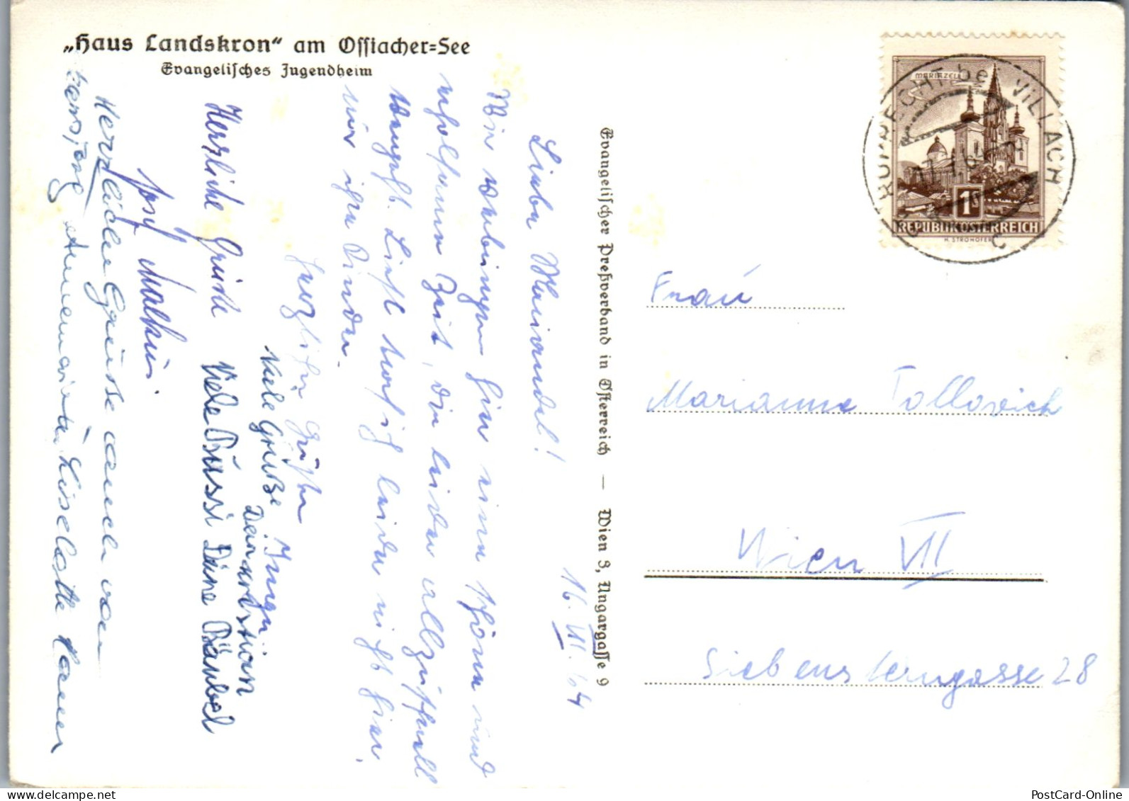 49490 - Kärnten - Ossiachersee , Haus Landskron , Evangelisches Jugendheim - Gelaufen 1964 - Ossiachersee-Orte