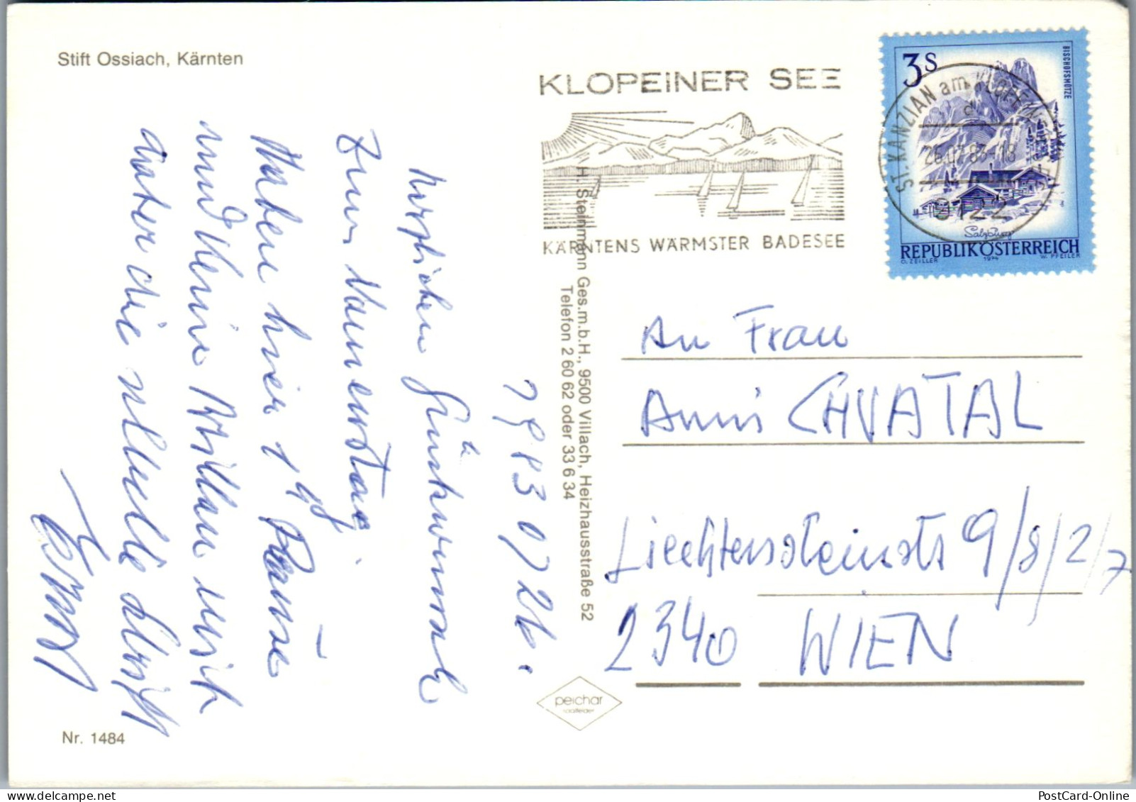 49482 - Kärnten - Ossiach , Stiftskirche , Stift Ossiach - Gelaufen 1983 - Ossiachersee-Orte