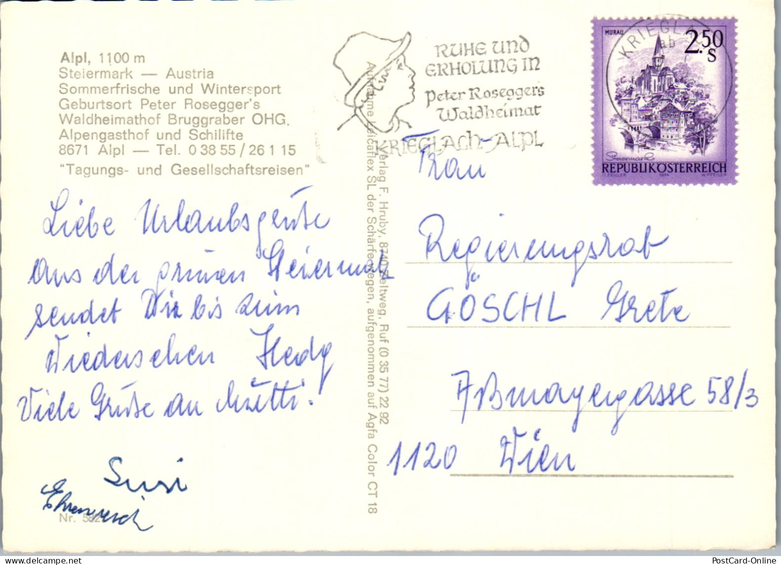 50377 - Steiermark - Krieglach , Alpl , Peter Rosegger's Waldheimat , Mehrbildkarte - Gelaufen  - Krieglach