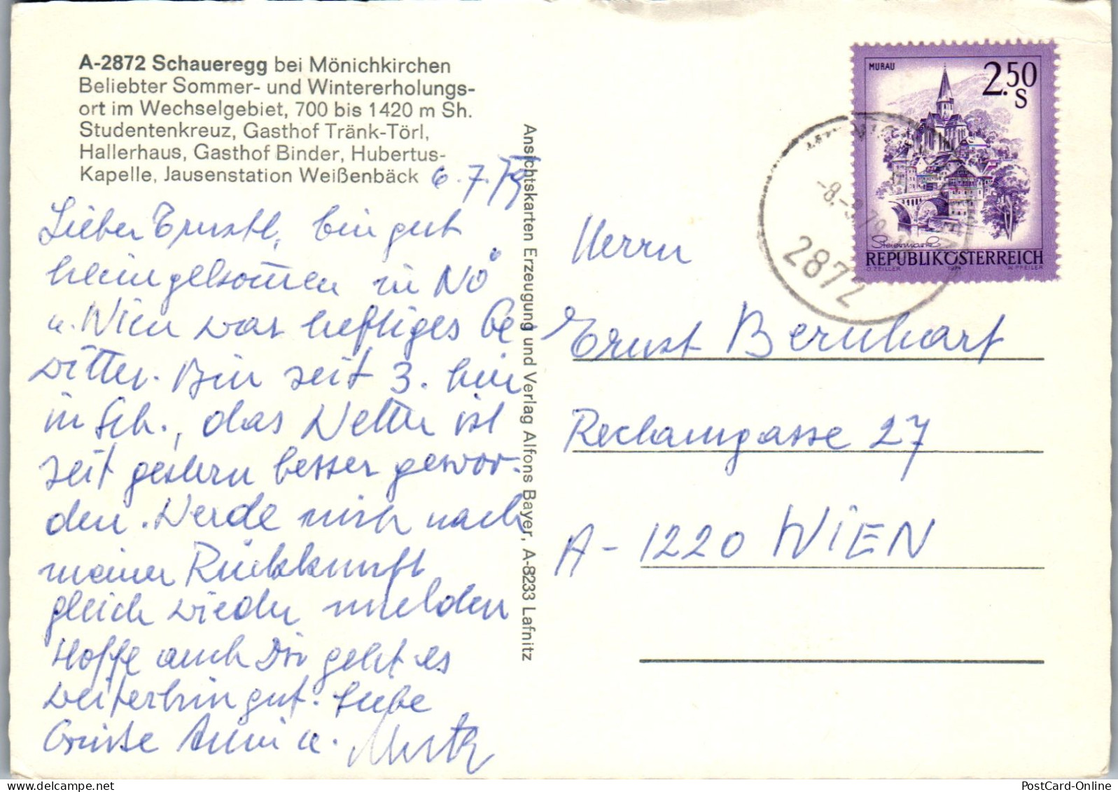 50220 - Steiermark - Schaueregg , Bei Mönichkirchen , Mehrbildkarte , Gasthof Binder , Tränk-Törl - Gelaufen 1979 - Friedberg