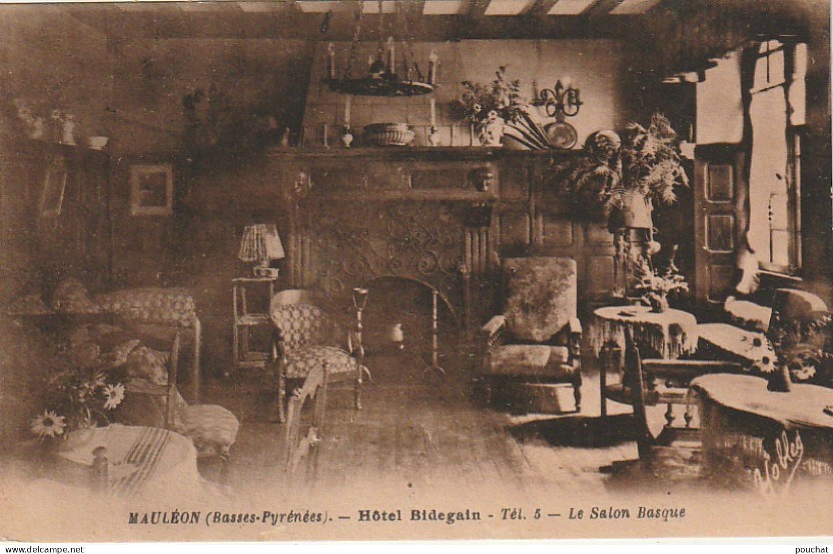 GU Nw -(64) MAULEON  -   HOTEL BIDEGAIN  -  LE SALON BASQUE   -  2 SCANS - Mauleon Licharre