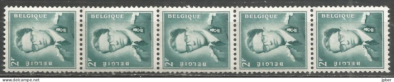 Belgique - Baudouin "Lunettes" Bande 5 Timbres Avec N° 040 Au Verso - N° R38 - Rollen