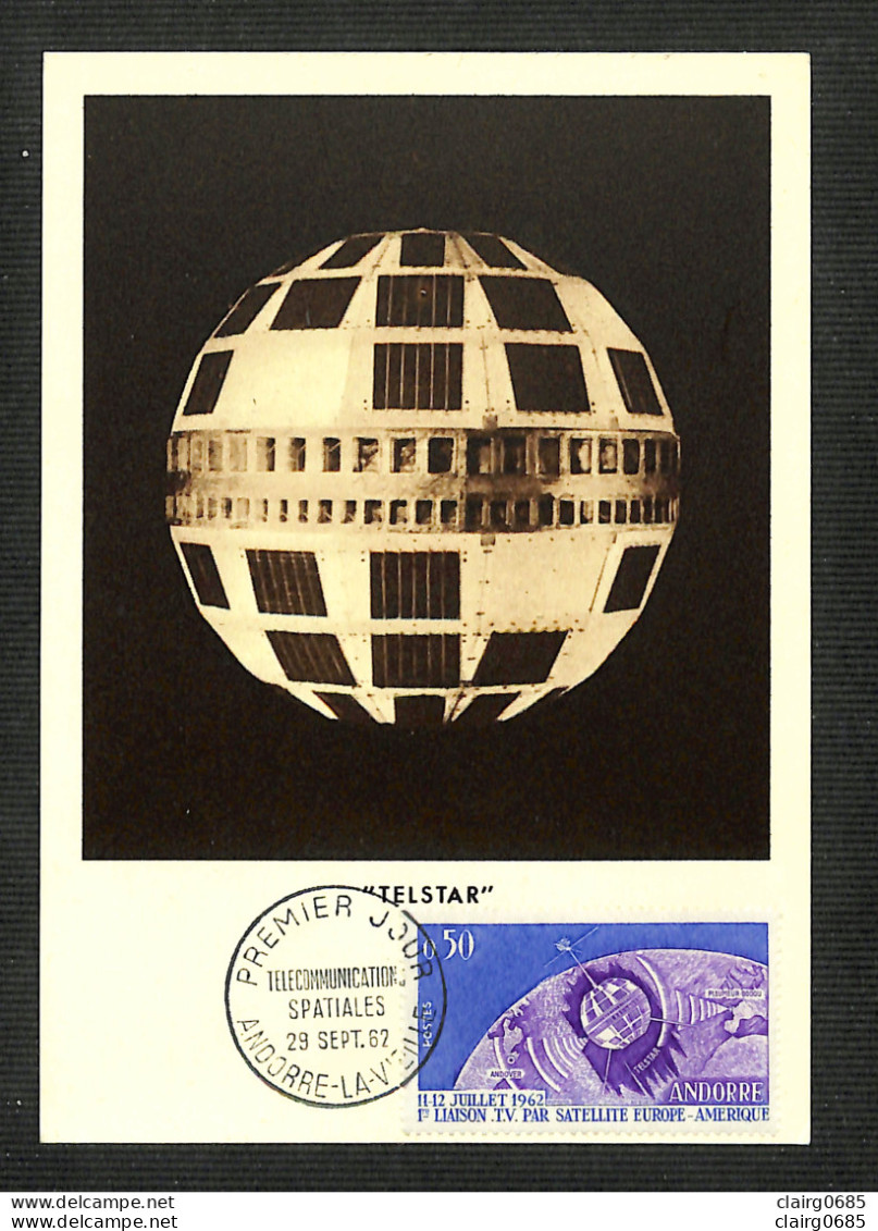 ANDORRE - ANDORRA - Carte MAXIMUM 1962 - Télécommunications Spatiales - TELSTAR - Cartes-Maximum (CM)