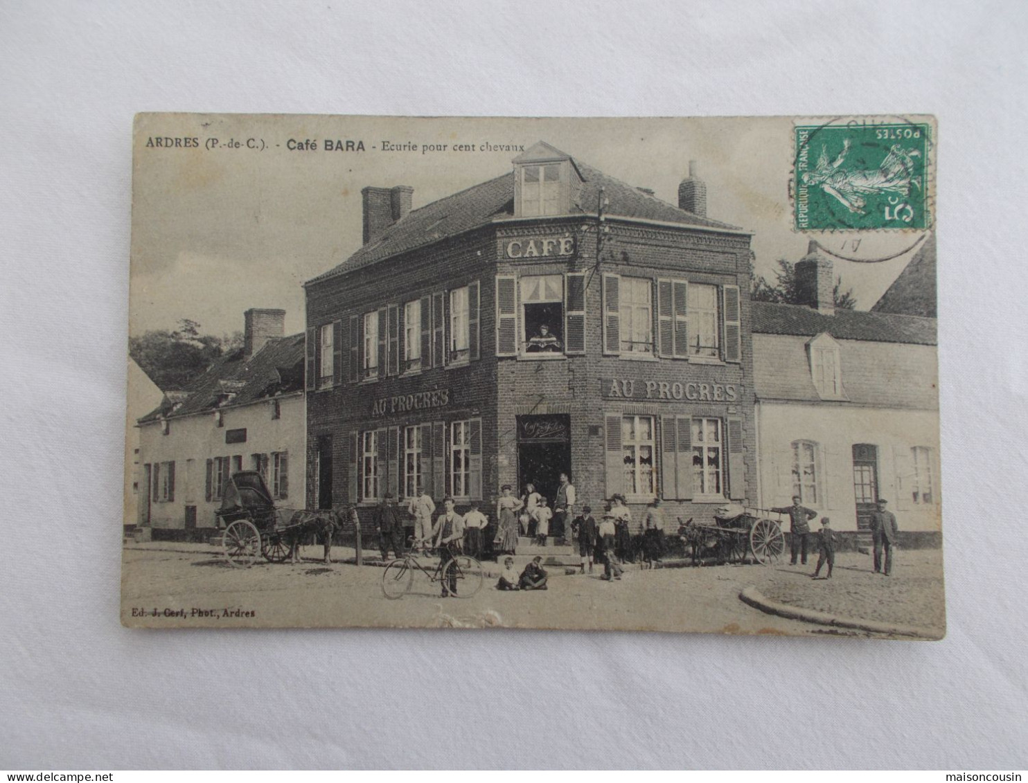 CPA CARTE POSTALE ANCIENNE ARDRES CAFE BARA AU PROGRES DEVANTURE CALAIS AUDRUICQ GUINES SNAPSHOT - Ardres