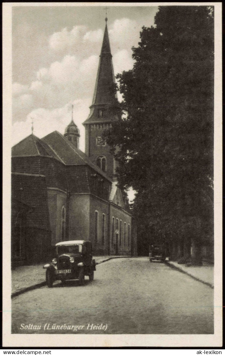 Ansichtskarte Soltau Straßenpartie An Der Kirche 1940 - Soltau