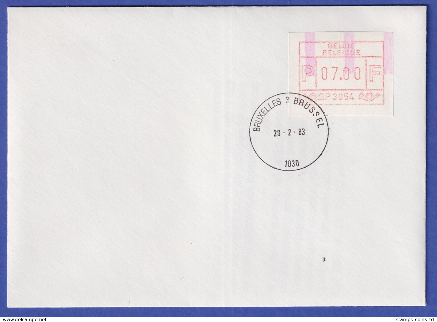 Belgien FRAMA-ATM P3054 Mit ENDSTREIFEN-Anfang Auf FDC BRUSSEL Vom 28.2.83 - Altri & Non Classificati