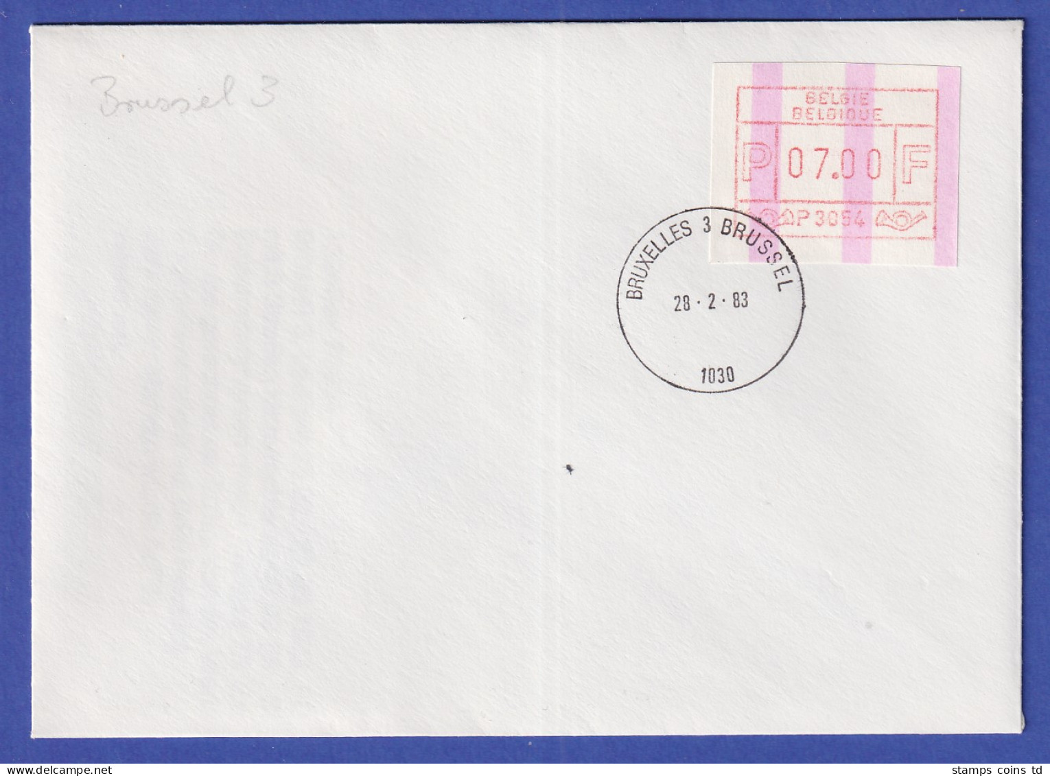 Belgien FRAMA-ATM P3054 Mit ENDSTREIFEN Auf FDC BRUSSEL Vom 28.2.83 - Sonstige & Ohne Zuordnung