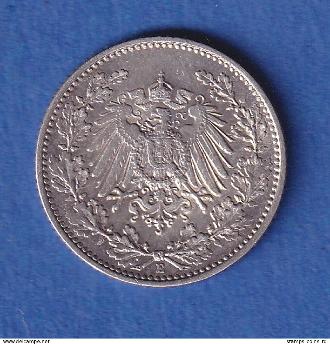 Deutsches Kaiserreich Silber-Kursmünze 1/2 Mark 1913 E Vz - Otros & Sin Clasificación