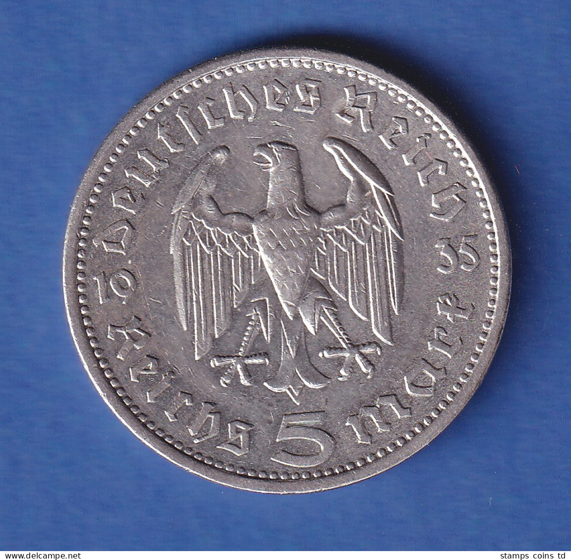 Deutsches Reich Silbermünze - 5 Reichsmark Hindenburg 1935 A - 5 Reichsmark