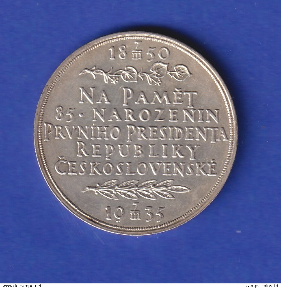 Tschechoslowakei Silberne Medaille Zum 85. Geburtstag Von Tomas G. Masaryk  - Other - Europe