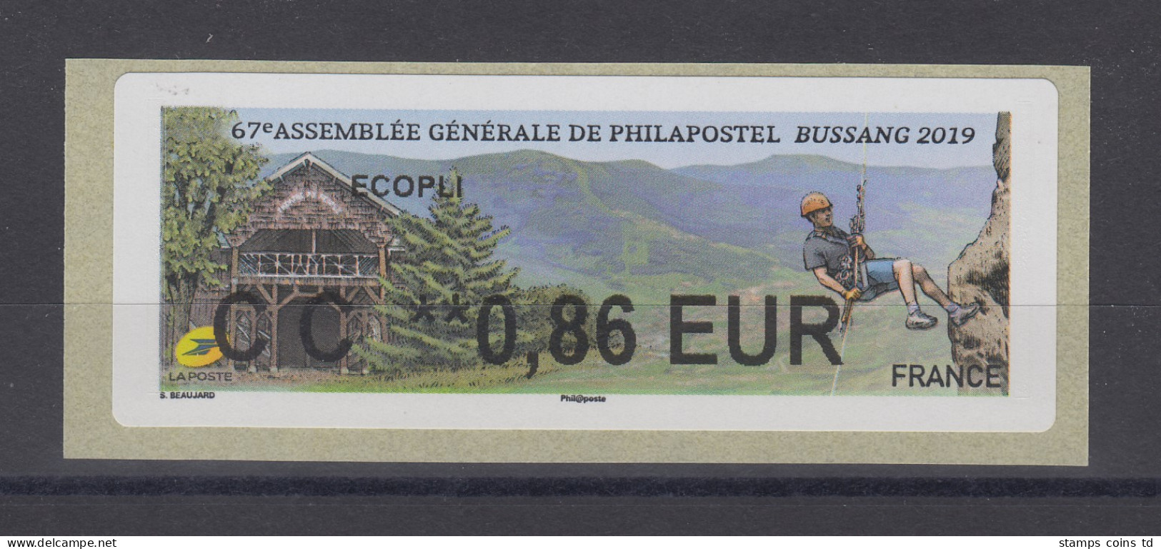 Frankreich 2019 ATM Bussang Alpinismus Wert CC 0,86 EUR **  - Sonstige & Ohne Zuordnung