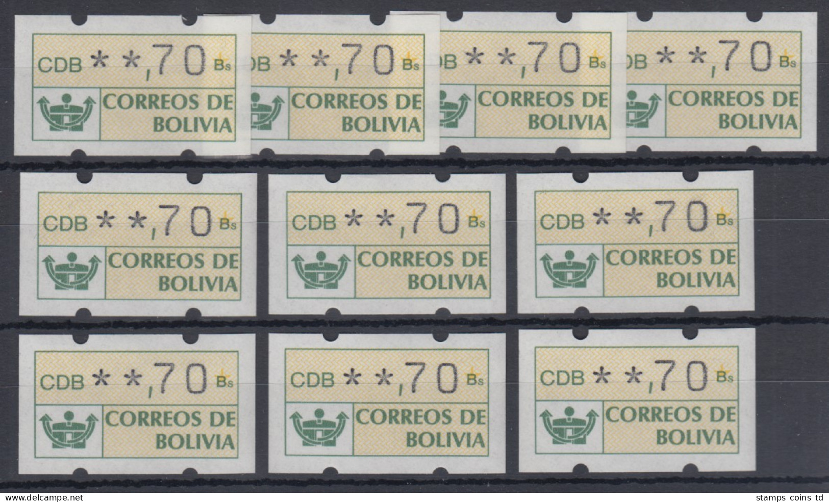 Bolivien / Bolivia ATM Wertstufe **,70 Lot 10 Stück **  - Bolivie