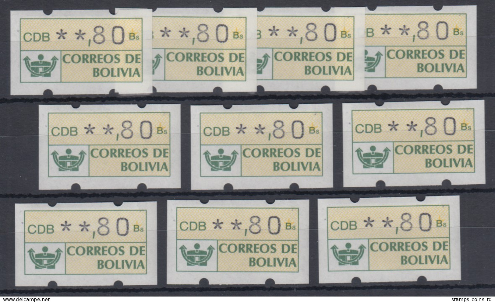 Bolivien / Bolivia ATM Wertstufe **,80 Lot 10 Stück **  - Bolivie