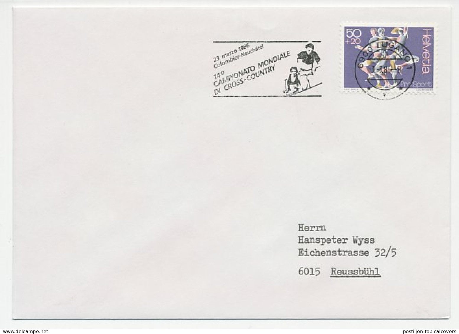 Cover / Postmark Switzerland 1986 Cross Country - World Championships - Winter (Varia)