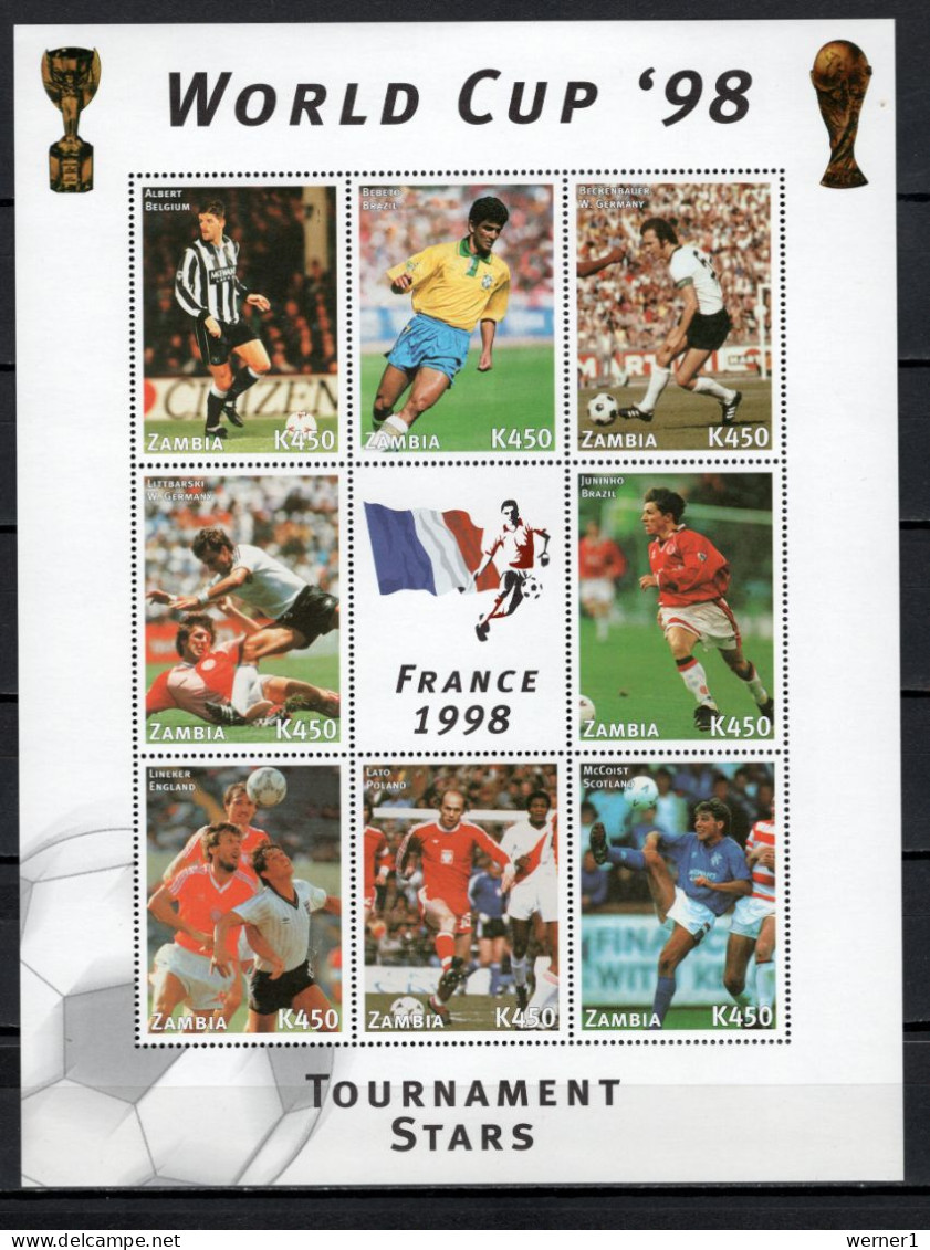 Zambia 1998 Football Soccer World Cup Set Of 3 Sheetlets + S/s MNH - 1998 – France