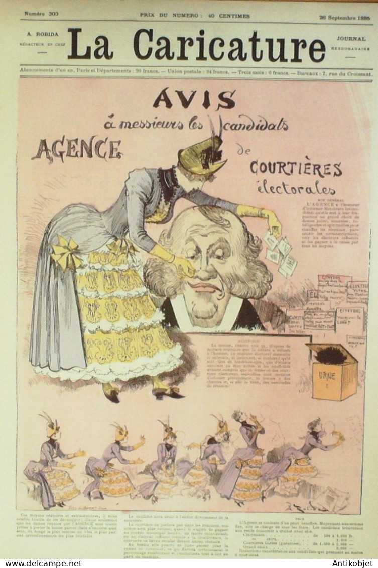 La Caricature 1885 N°300 Agence De Courtières, électorales Robida Corbineau Job Trock - Zeitschriften - Vor 1900