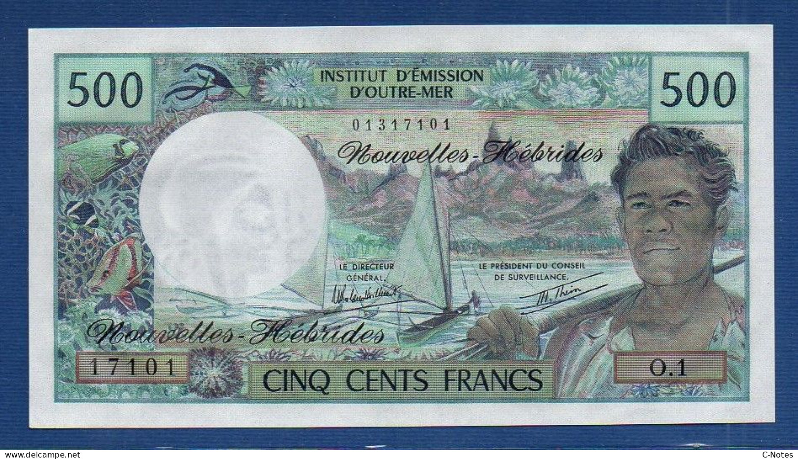 NEW HEBRIDES - P.19c – 500 Francs ND (1970-1980)  UNC, S/n O.1 17101 - New Hebrides