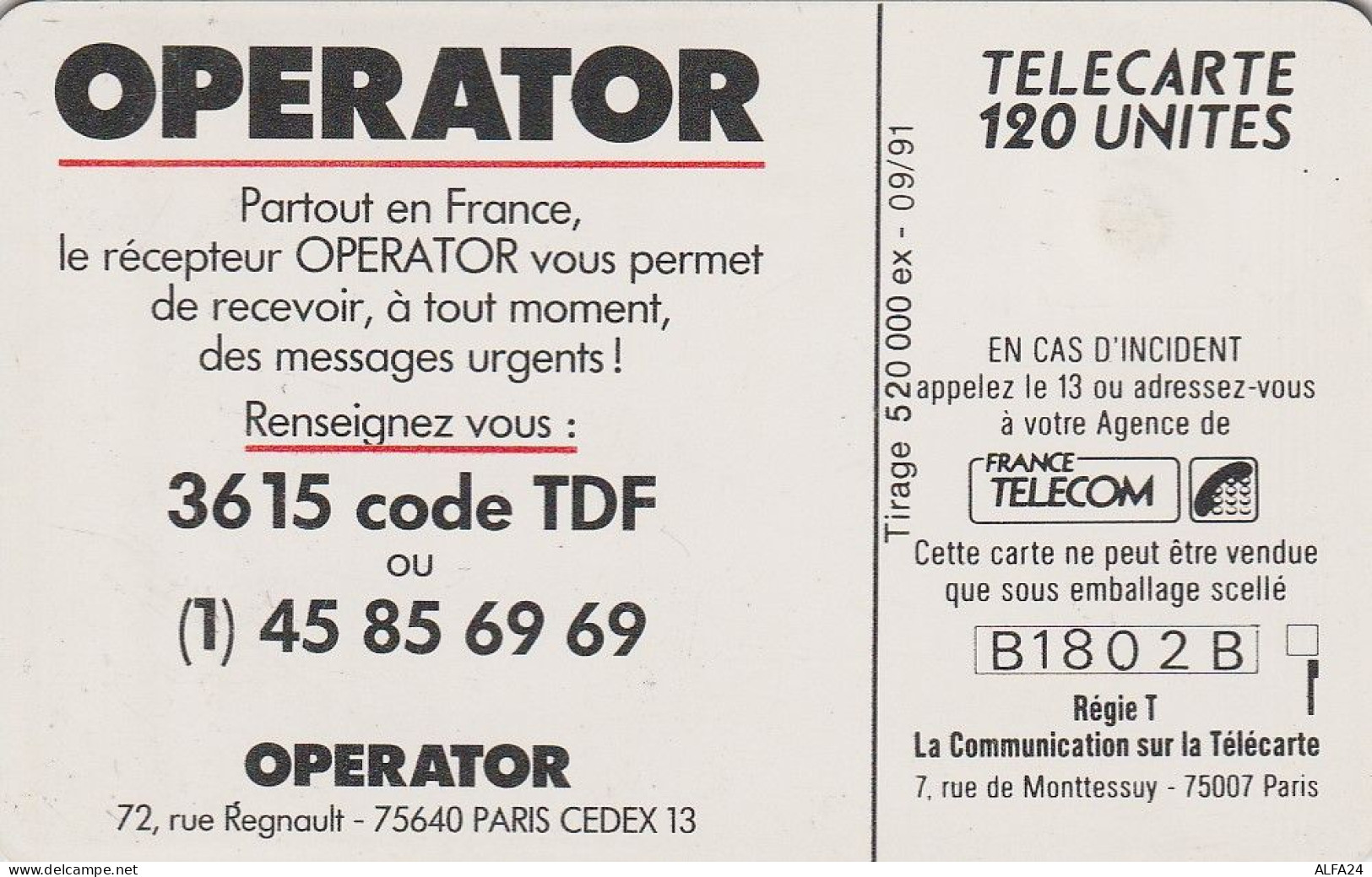 PHONE CARD FRANCIA 1991 (CZ1956 - 1991
