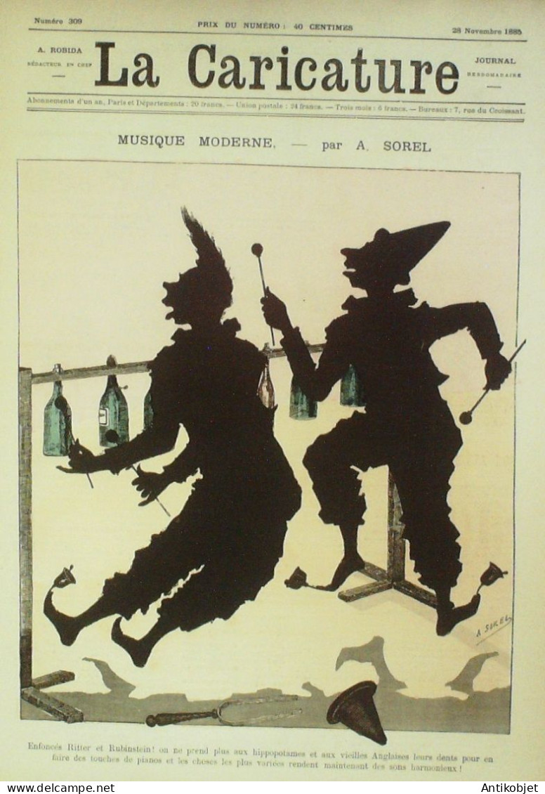 La Caricature 1885 N°309 Musique Moderne Sorel Toto Robida Job Lys - Zeitschriften - Vor 1900