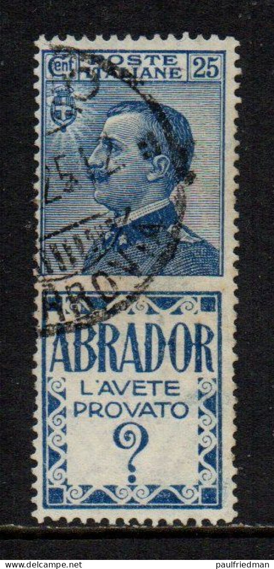 Regno 1924 - Pubblicitari - Abrador 25 Cent. - Usato - Certificato - Publicity