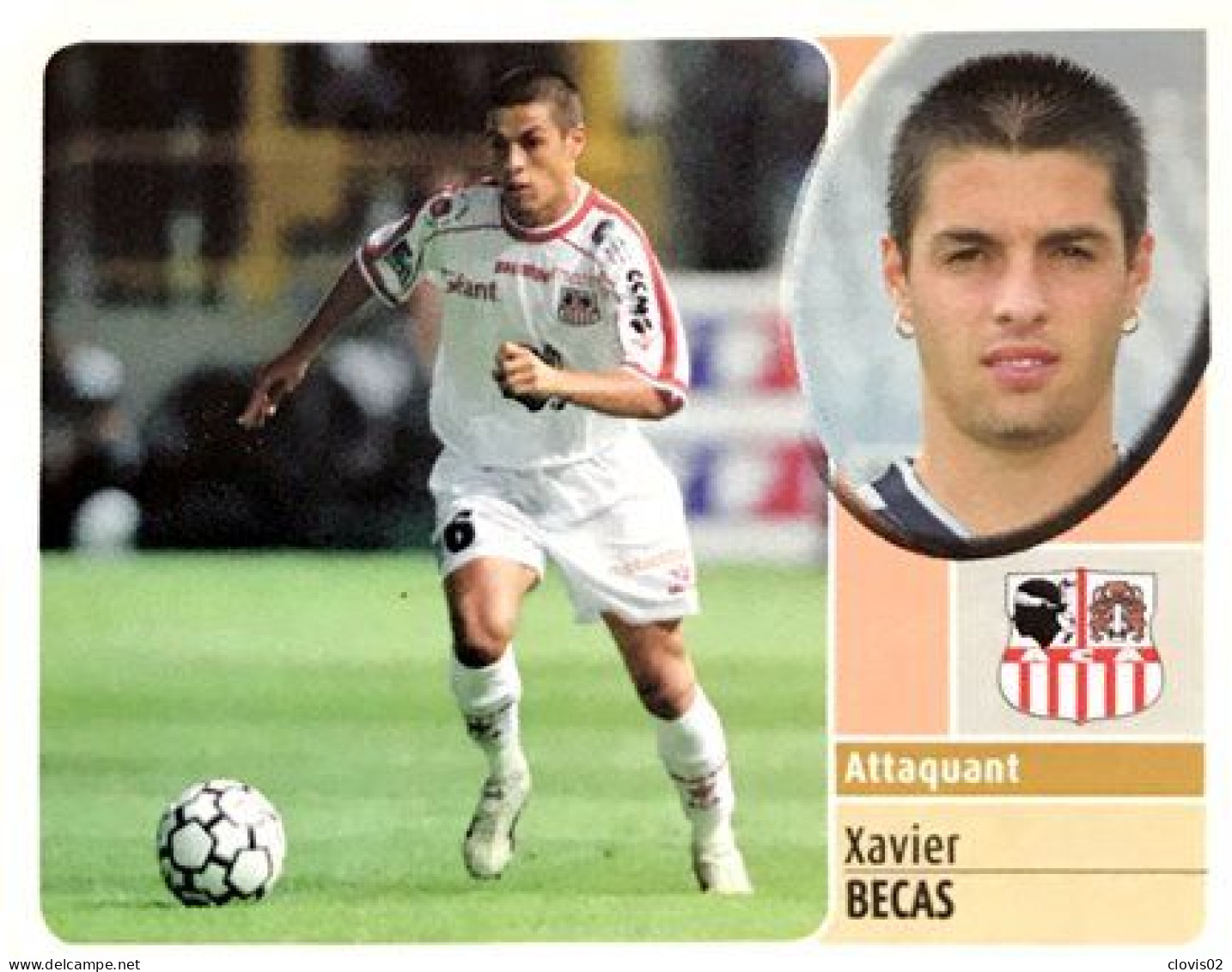 14 Xavier Becas - AC Ajaccio - Panini France Foot 2003 Sticker Vignette - French Edition