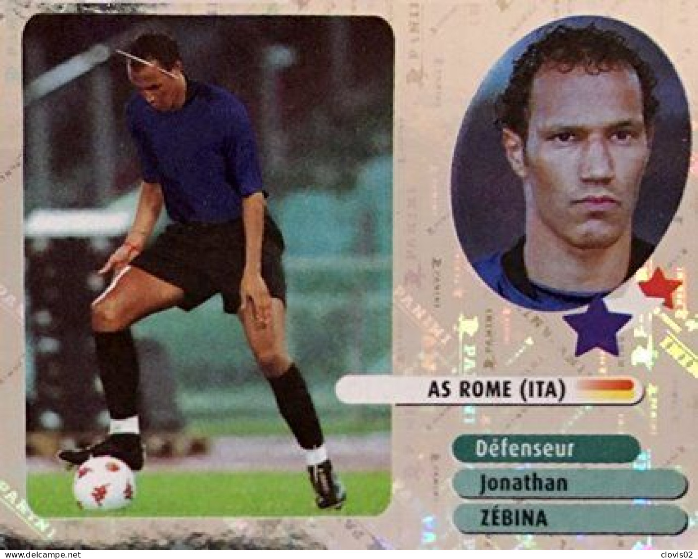 321 Jonathan Zébina - AS Rome - Stars Du Foot - Panini France Foot 2003 Sticker Vignette - French Edition