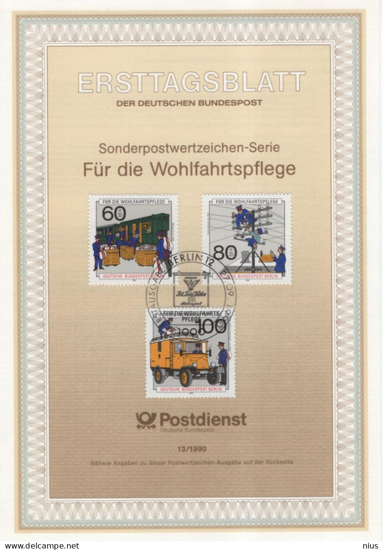 Germany Deutschland 1990-13 Für Die Wohlfahrtspflege, Posts & Telecommunications, Car Cars Train, Canceled In Berlin - 1991-2000