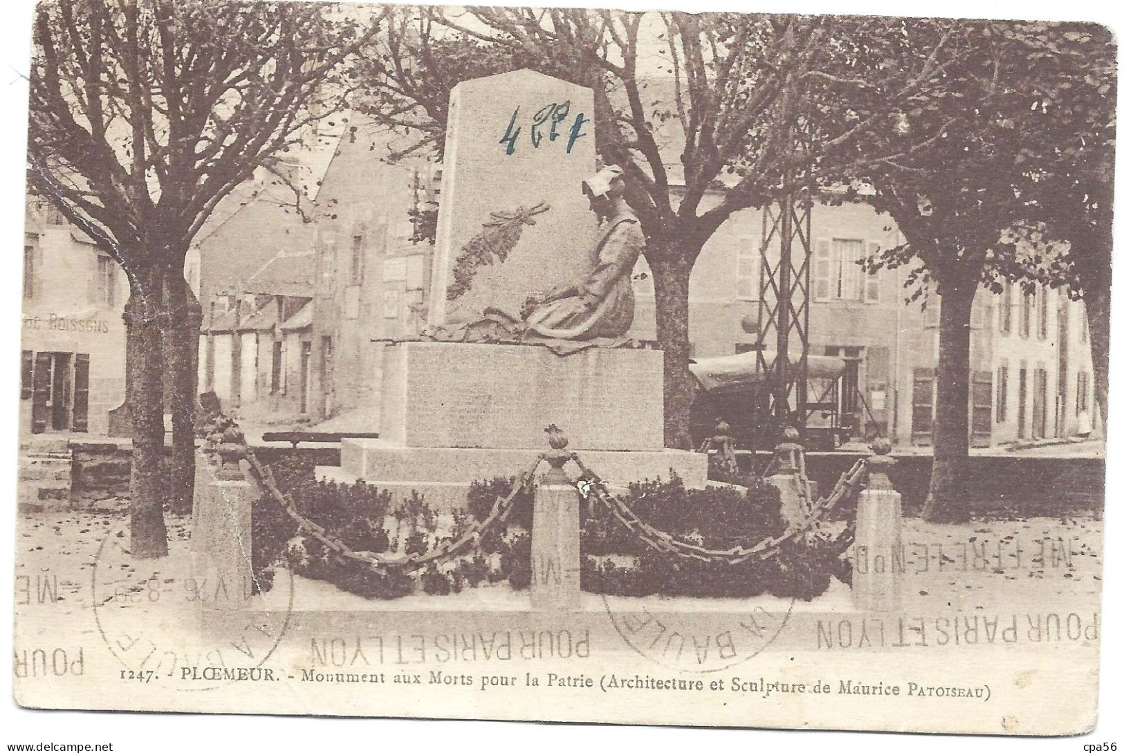 PLOEMEUR - N°1247 Laurent Nel éd. - Monument Aux Morts Pour La Patrie - VENTE DIRECTE X - Ploemeur