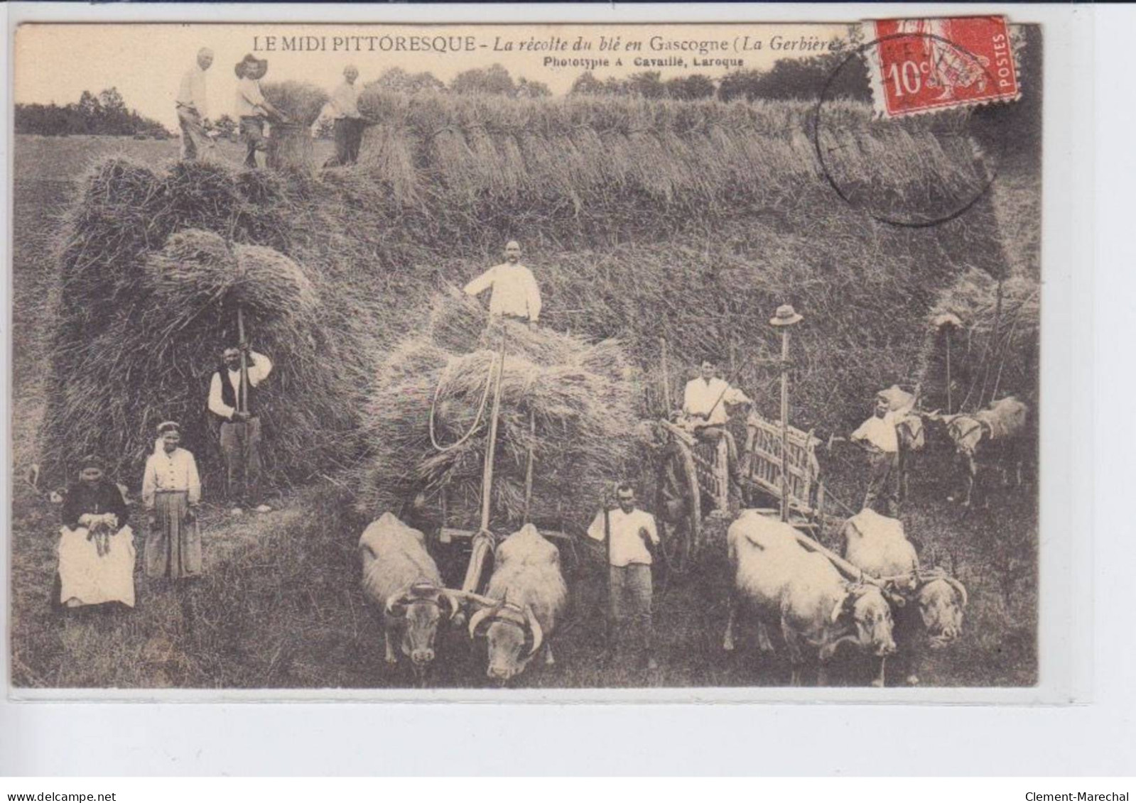 LAROQUE THIMBAULT: La Récolte Du Blé En Gascogne, Boeufs - Très Bon état - Laroque Timbault