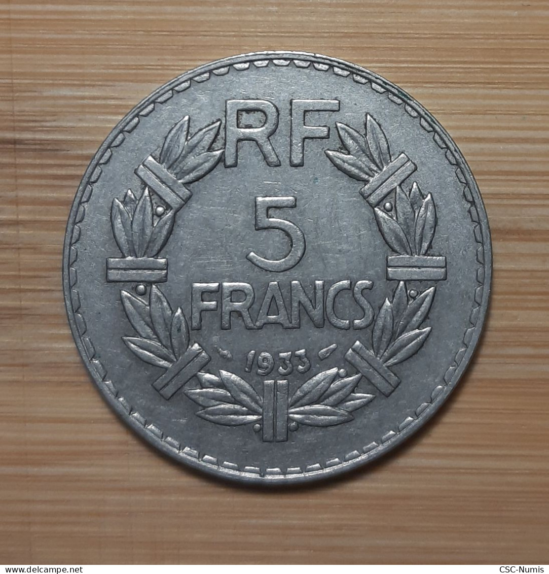 (N-0093) - IIIème République -  5 Francs 1933 - Nickel - 5 Francs