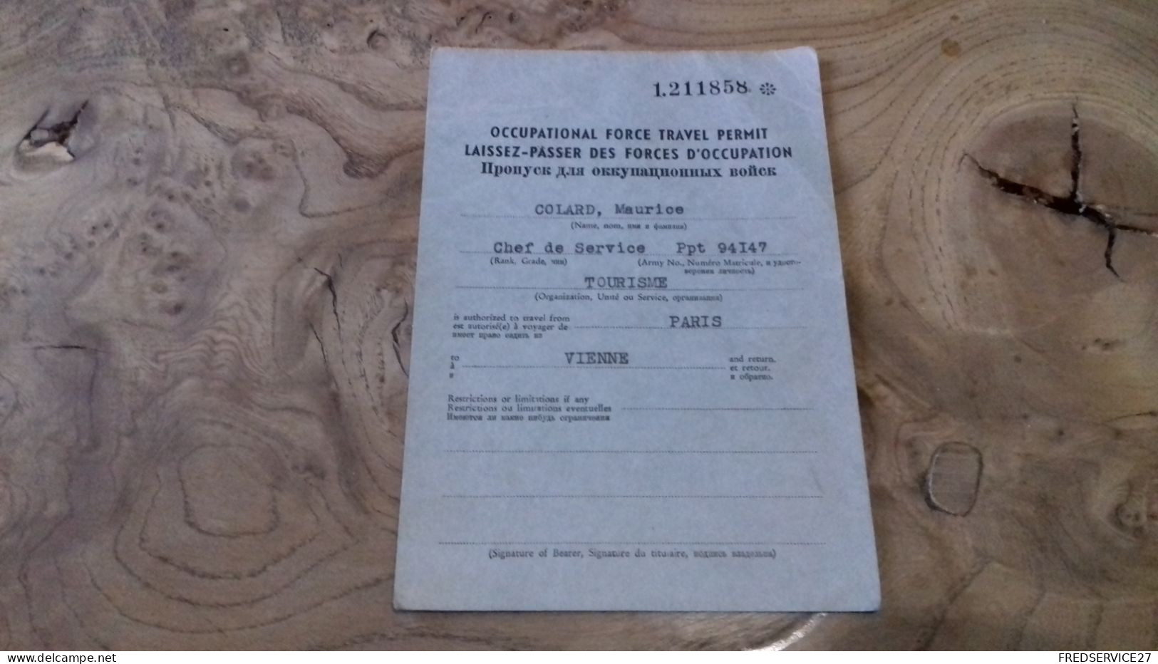 236/ LAISSER PASSER ALLEMAND SOVIETIQUE  RUSSIE PERMIT 1952 - Membership Cards