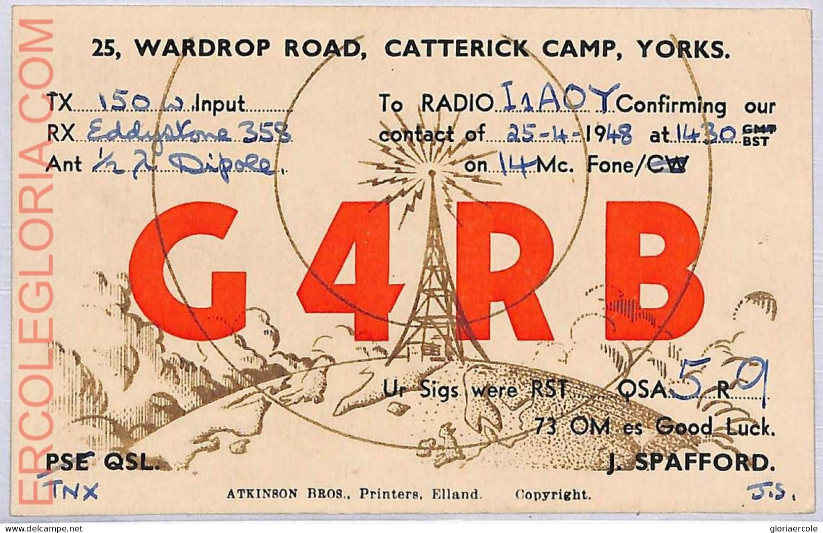 Ad9156 - GREAT BRITAIN - RADIO FREQUENCY CARD - 1948 - Radio