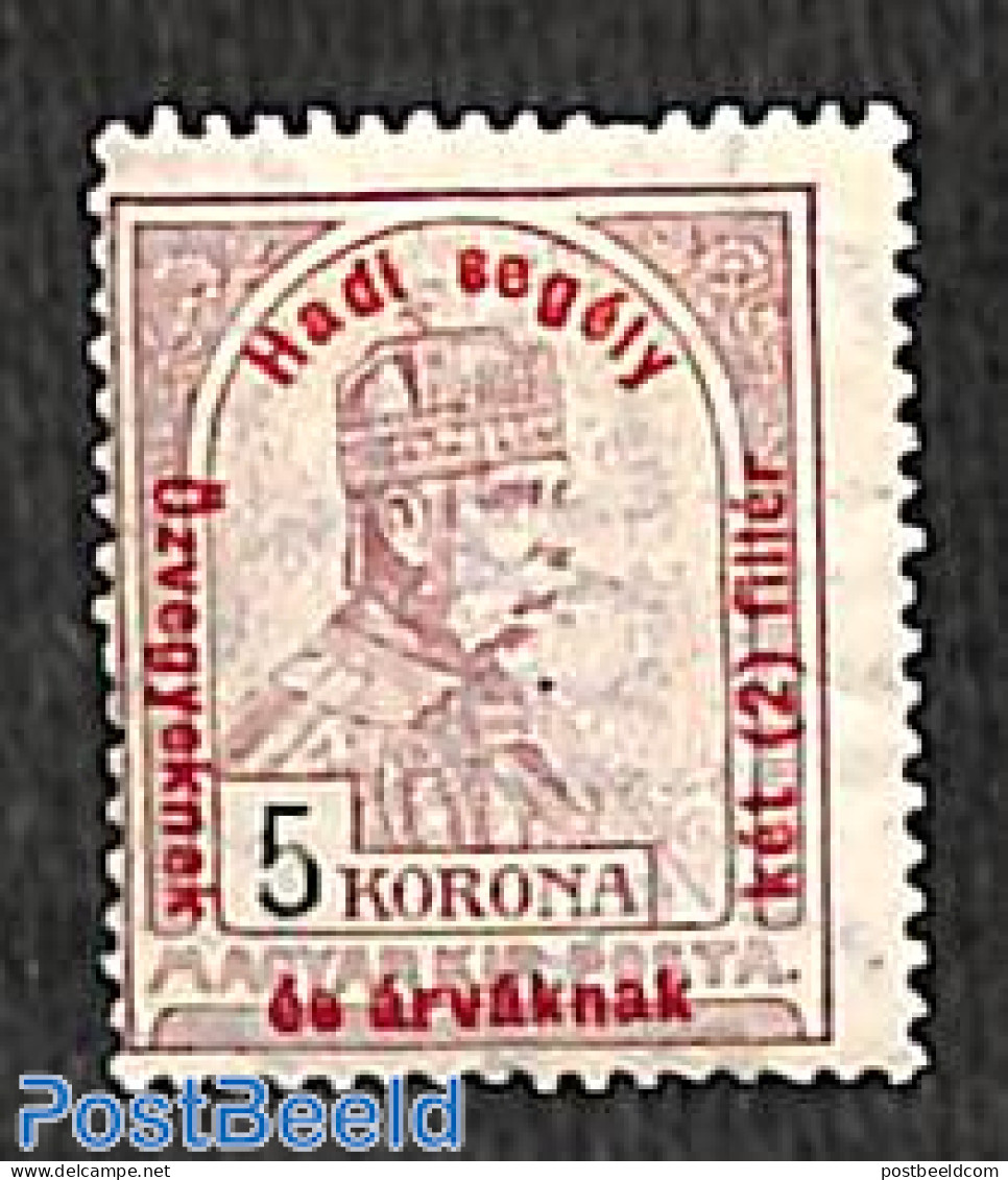Hungary 1915 5Kr+2f, Stamp Out Of Set, Unused (hinged) - Ongebruikt