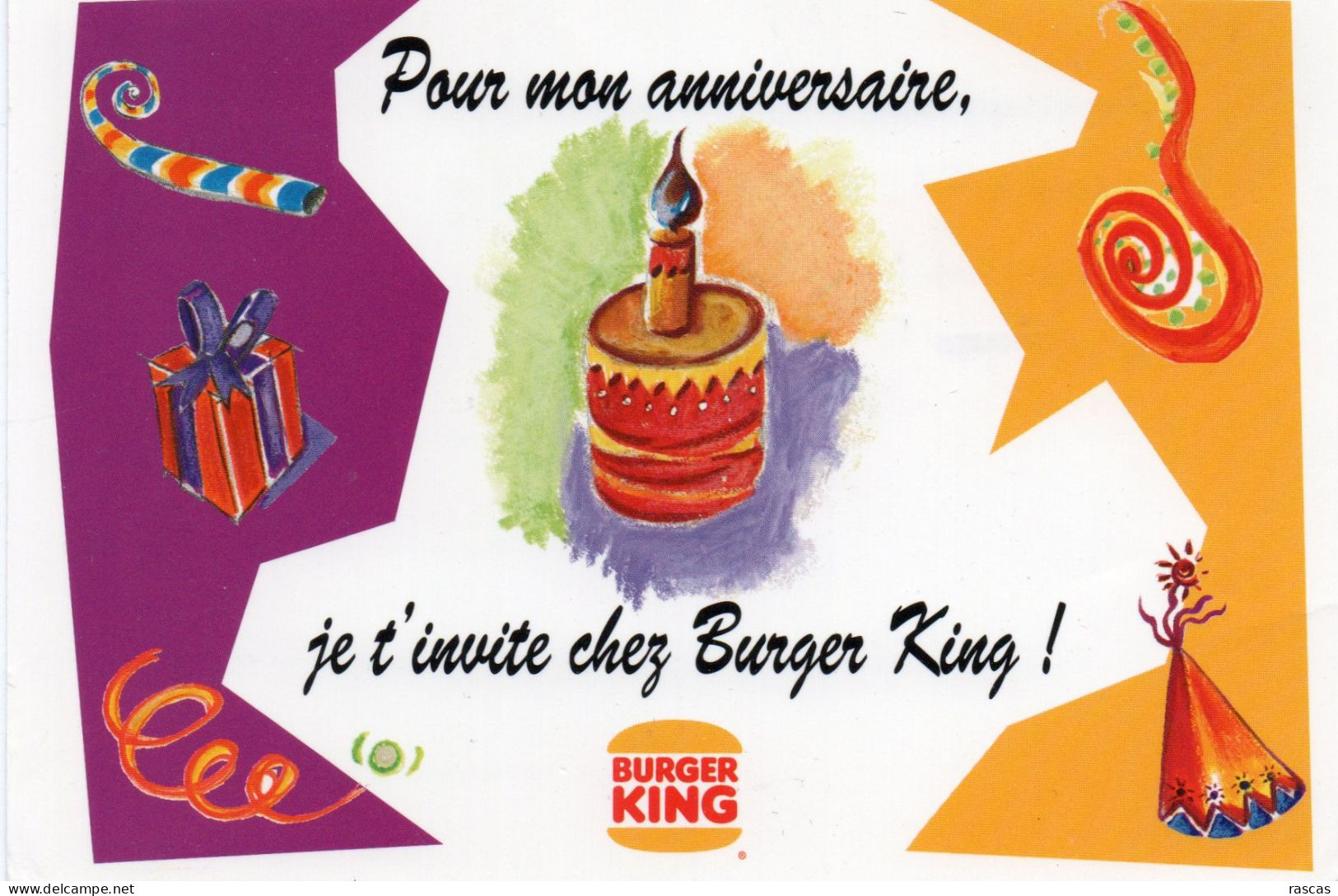 CPM - P - RESTAURANT BURGER KING - POUR MON ANNIVERSAIRE JE T'INVITE CHEZ BURGER KING ! - Hotel's & Restaurants