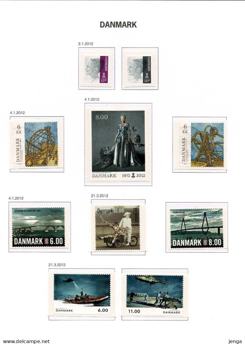 Denmark 2012, Full Year, Including Souvenir Sheets MNH(**) On Album Pages. - Années Complètes