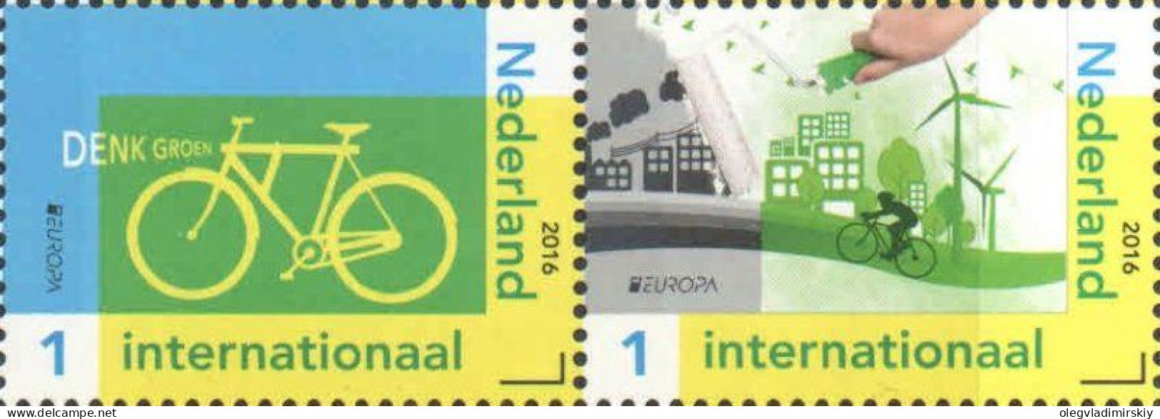 Netherlands Pays-Bas Niederlande 2016 Europa CEPT Think Green Set Of 2 Stamps In Strip MNH - 2016