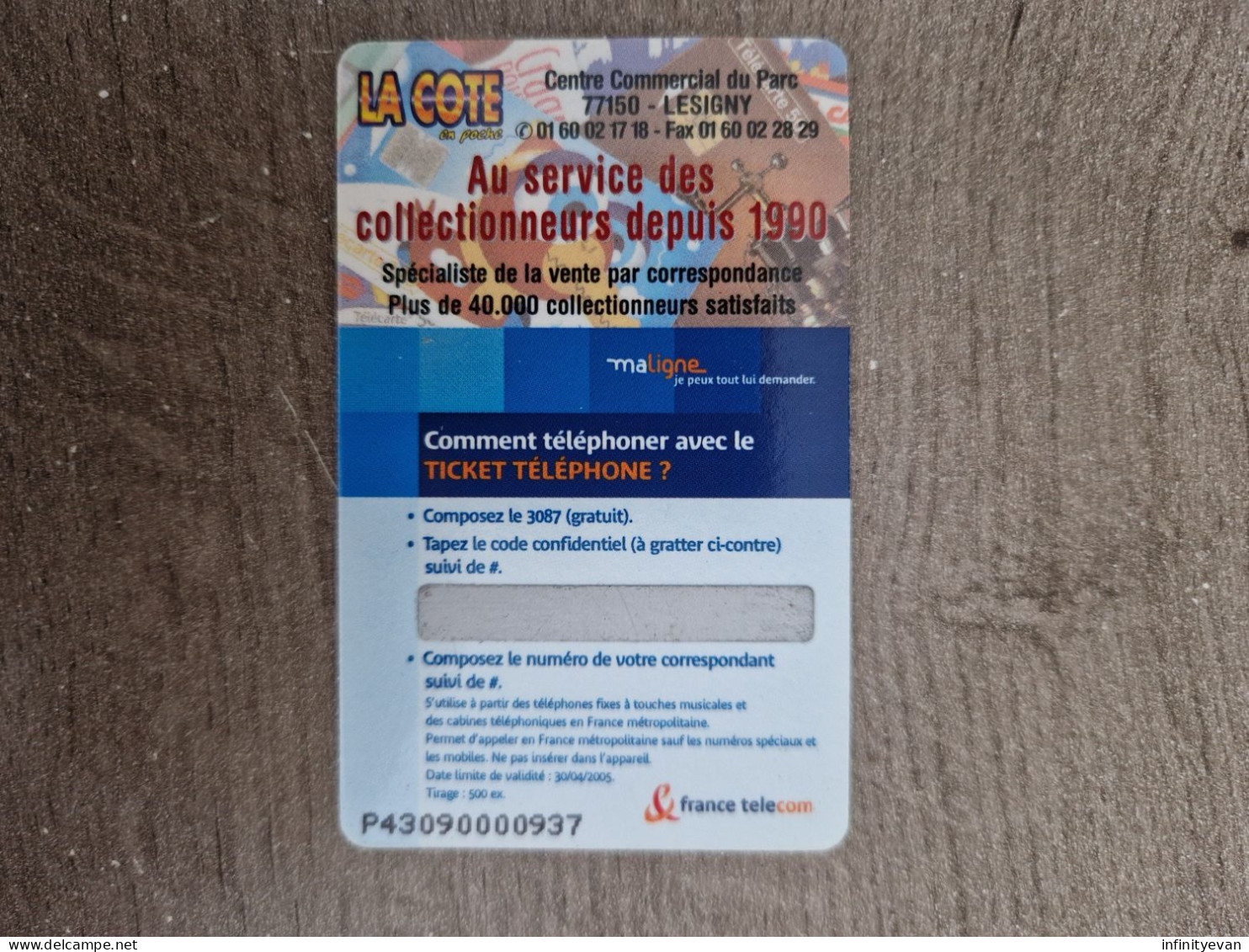 TICKET DE TELEPHONE COTE EN POCHE 2 - Tickets FT