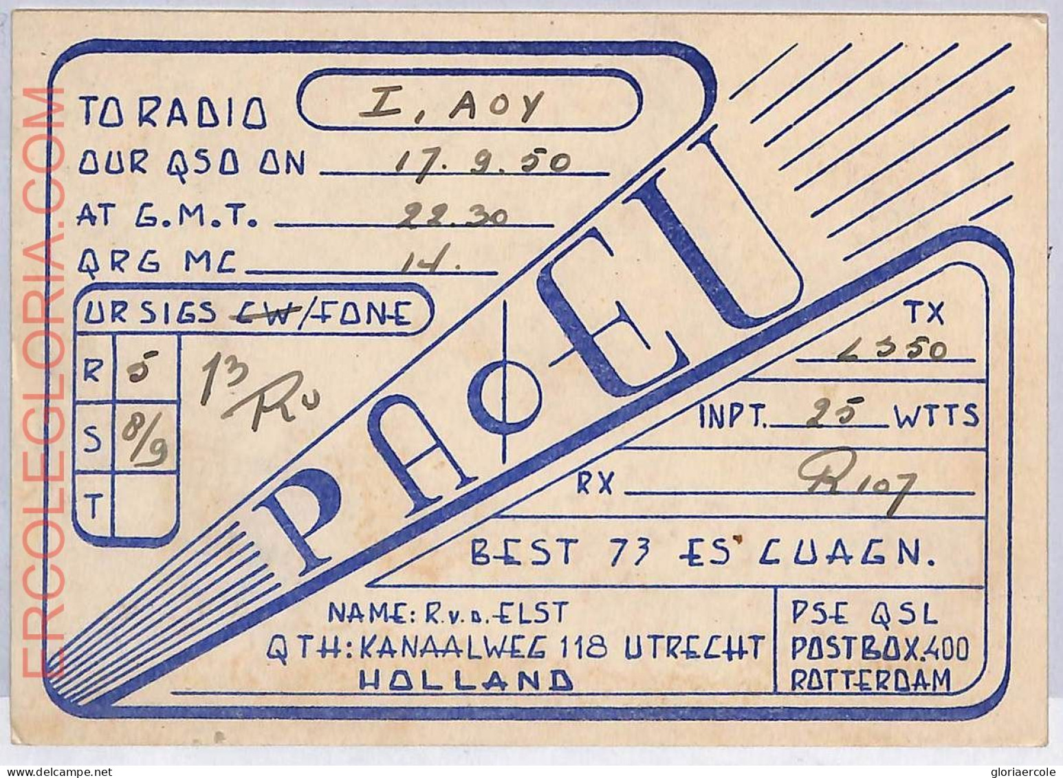 Ad9226 - Netherlands - RADIO FREQUENCY CARD  - 1950 - Radio
