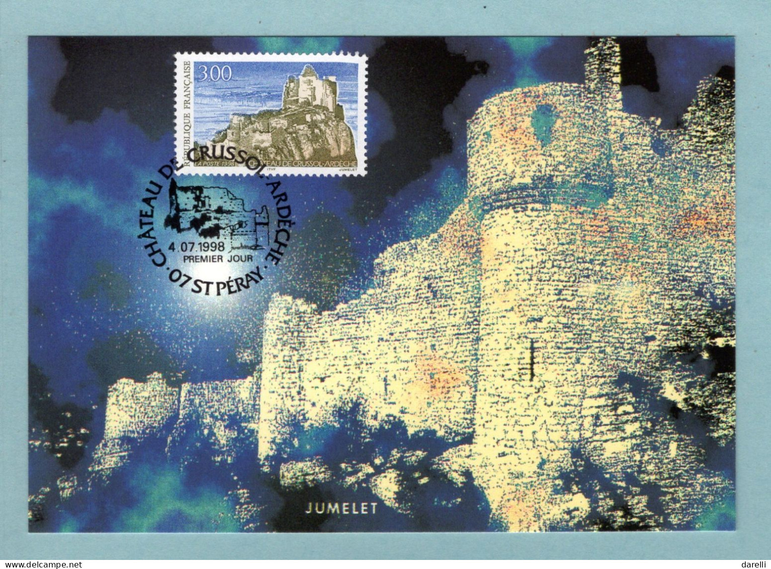 Carte Maximum 1998 - Château De Crussol - YT 3169 - 07 St Péray - 1990-1999