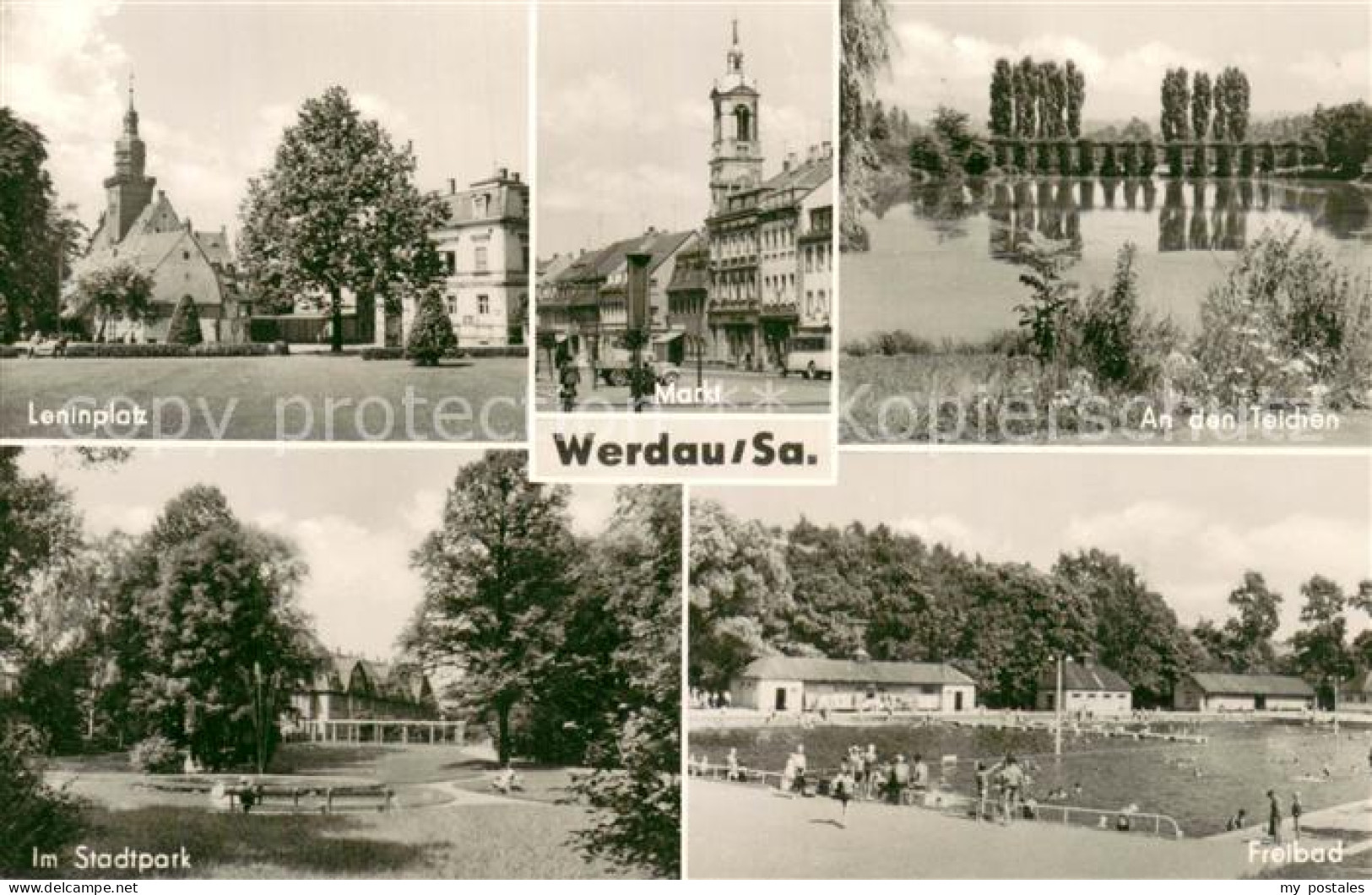 73750603 Werdau Sachsen Leninplatz Markt An Den Teichen Stadtpark Freibad Werdau - Werdau