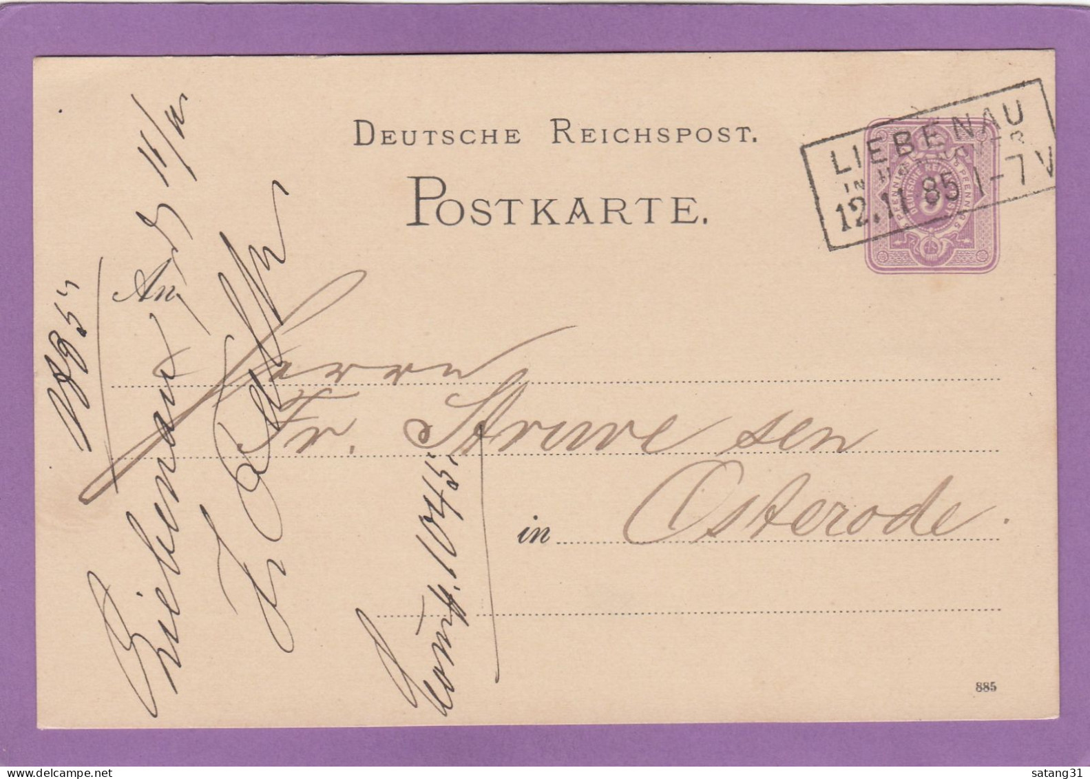 GANZSACHE MIT RAHMENSTEMPEL " LIEBENAU IN HANNOVER ". - Briefkaarten