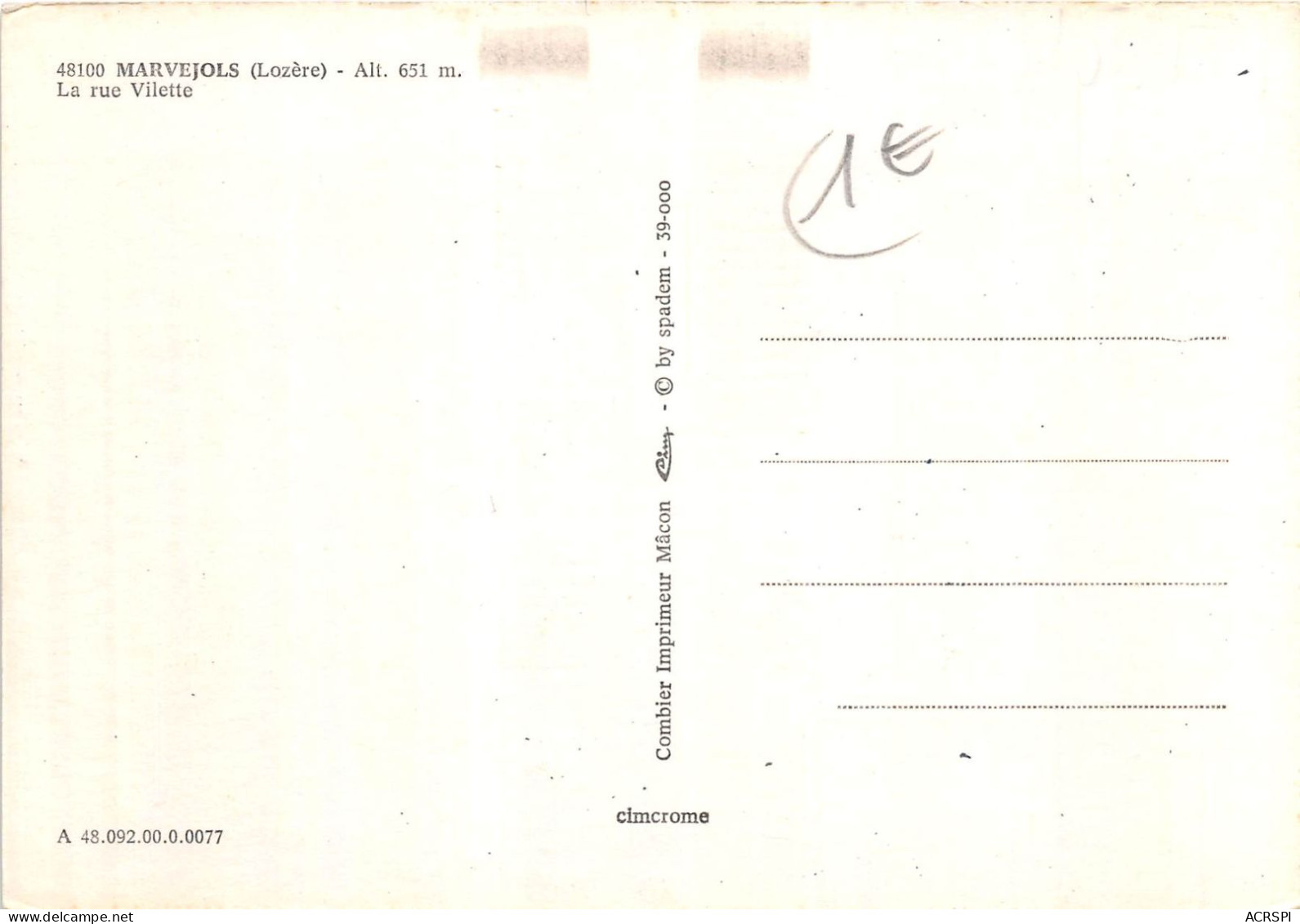 MARVEJOLS La Rue Vilette 29(scan Recto-verso) MA2027 - Marvejols