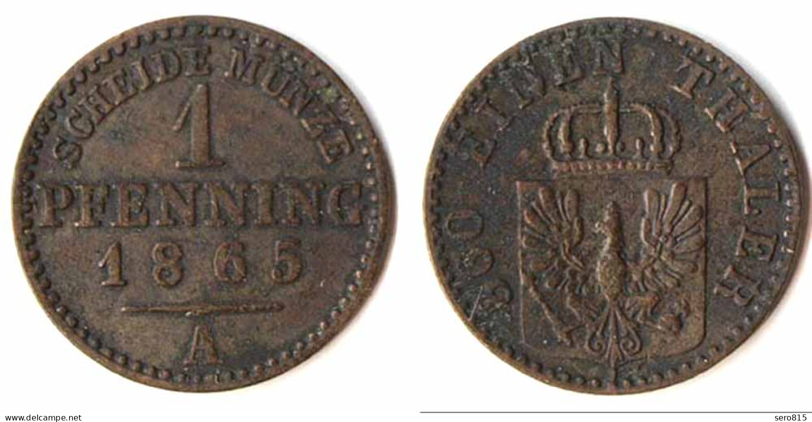 Brandenburg-Preussen 1 Pfennig 1865 A Wilhelm I. 1861-1888    (p133 - Petites Monnaies & Autres Subdivisions