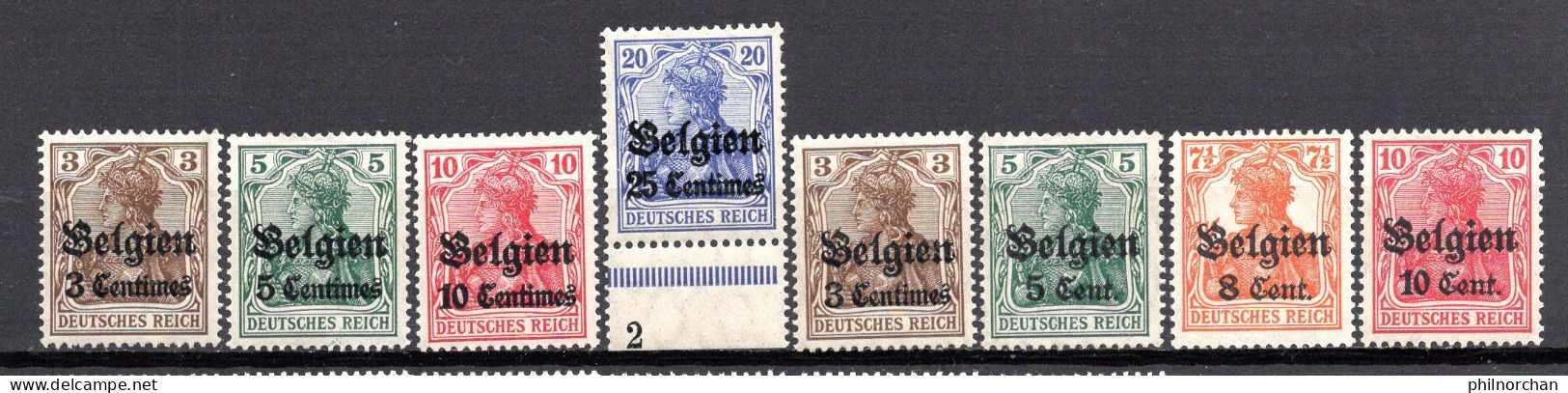 Belgique 1914,1916  Occupation Allemande Neufs**  TB N°1,2,3,4,11,12,13,14   0,60 €    (cote 4 €, 8 Valeurs) - OC1/25 Gouvernement Général