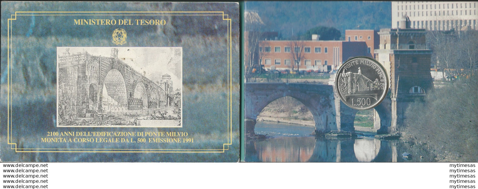 1991 Italia Lire 500 Ponte Milvio FDC - BU - Autres & Non Classés