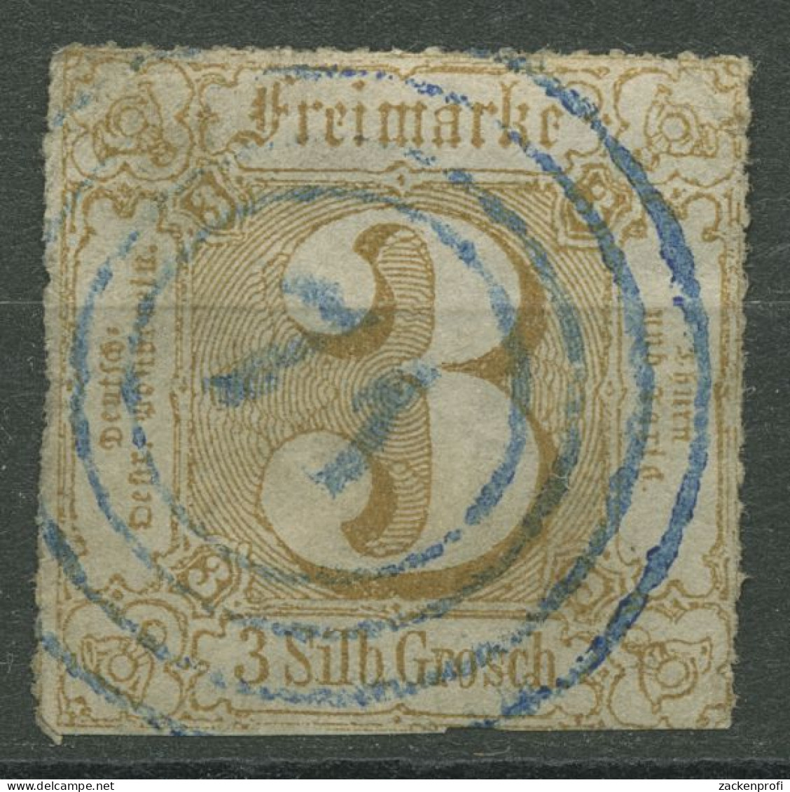 Thurn Und Taxis 1865 3 Sgr. 40 Nr.-Stpl. 71 Blau STEINBACH-HALLENBERG, Signiert - Gebraucht