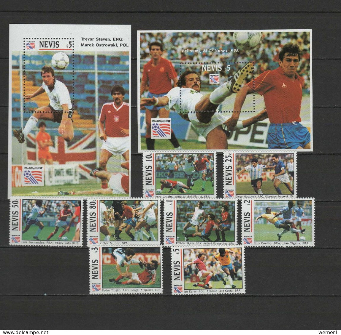 Nevis 1993 Football Soccer World Cup Set Of 8 + 2 S/s MNH - 1994 – USA