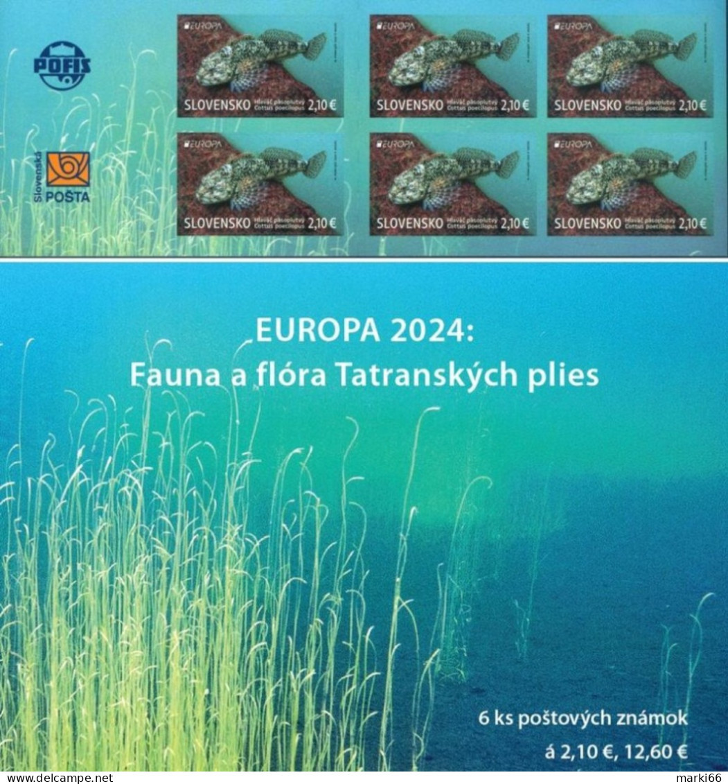 Slovakia - 2024 - Europa CEPT - Underwater Flora And Fauna - Alpine Bullhead Fish - Mint Stamp BOOKLET - Ungebraucht