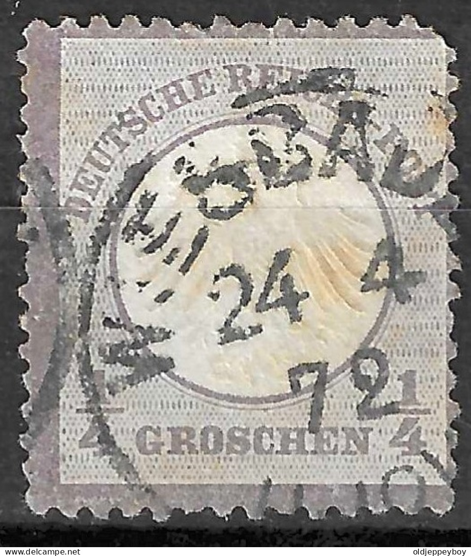 GERMAN EMPIRE GERMANY 1872 Mi.1, Eagle "small Shield"  1/4gr Violet Cat. €120. CANCEL WIESBADEN WITH DATE 24/4/1872 - Gebraucht