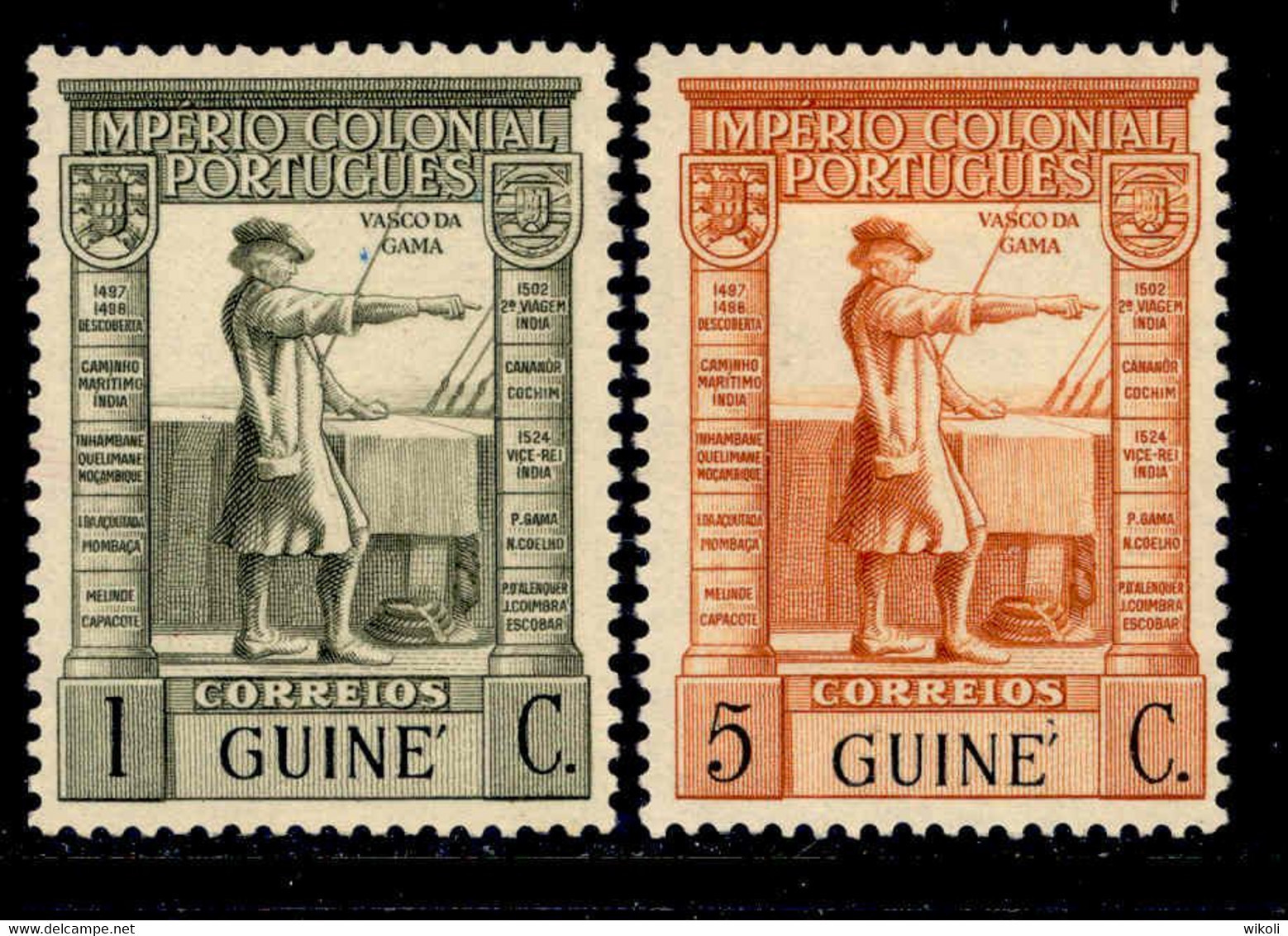 ! ! Portuguese Guinea - 1938 Imperio Vasco Gama 1 & 5 C - Af. 223 & 224 - MH - Portugiesisch-Guinea